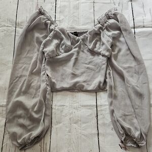 Japna Women's Light Pale Purple Off The Shoulder Sheer Crop Top Size Small